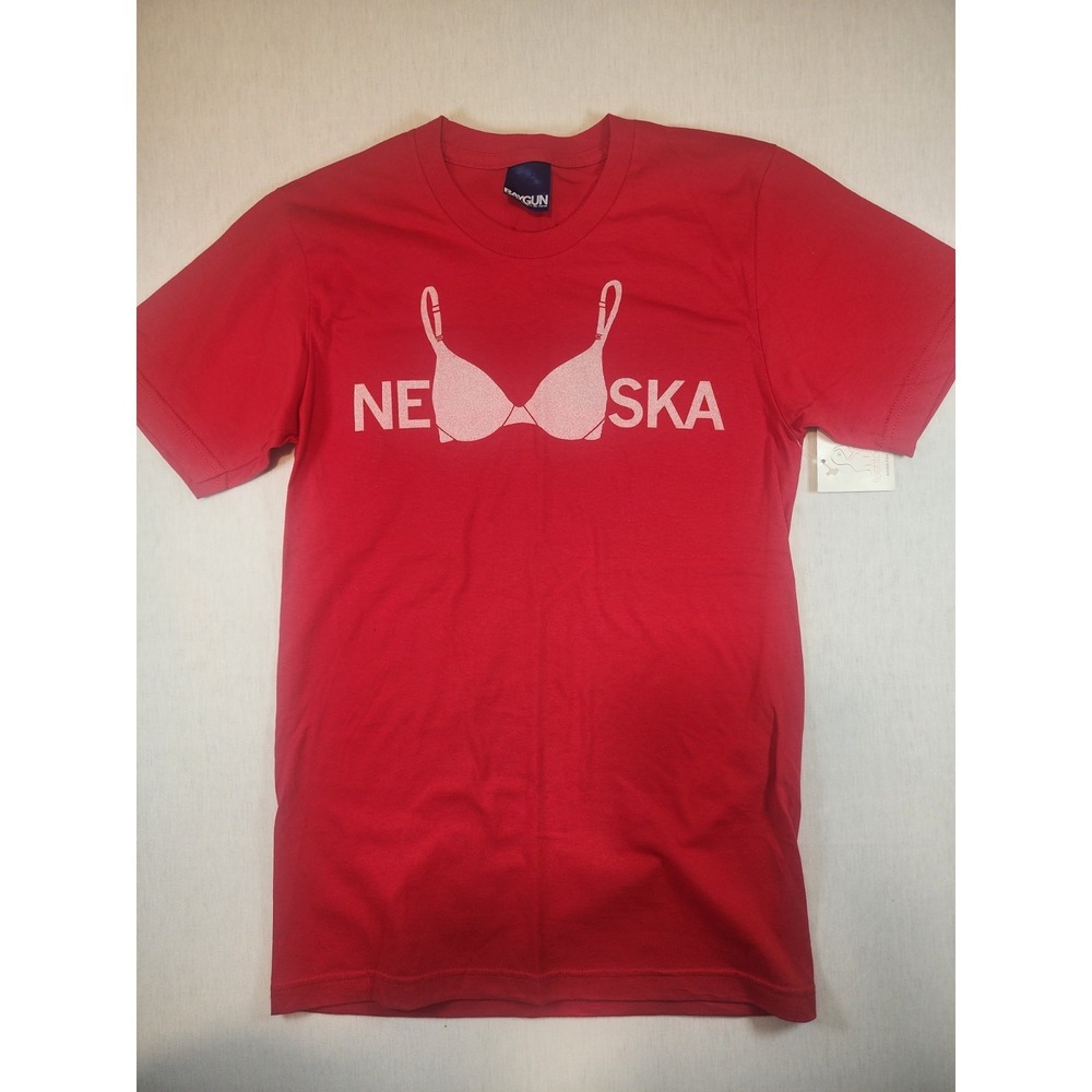 Raygun Nebraska Bra Graphic T-Shirt Red Short Sleeve Crewneck Tee Made in USA